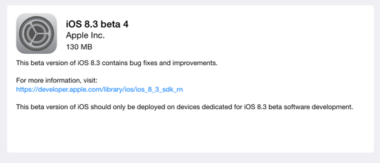 蘋果發(fā)布最新測試版iOS 8.3操作系統(tǒng)
