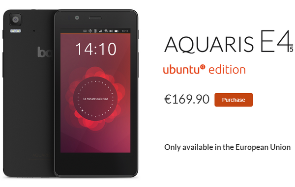 Aquaris E4.5正式發售 首款搭載Ubuntu系統手機