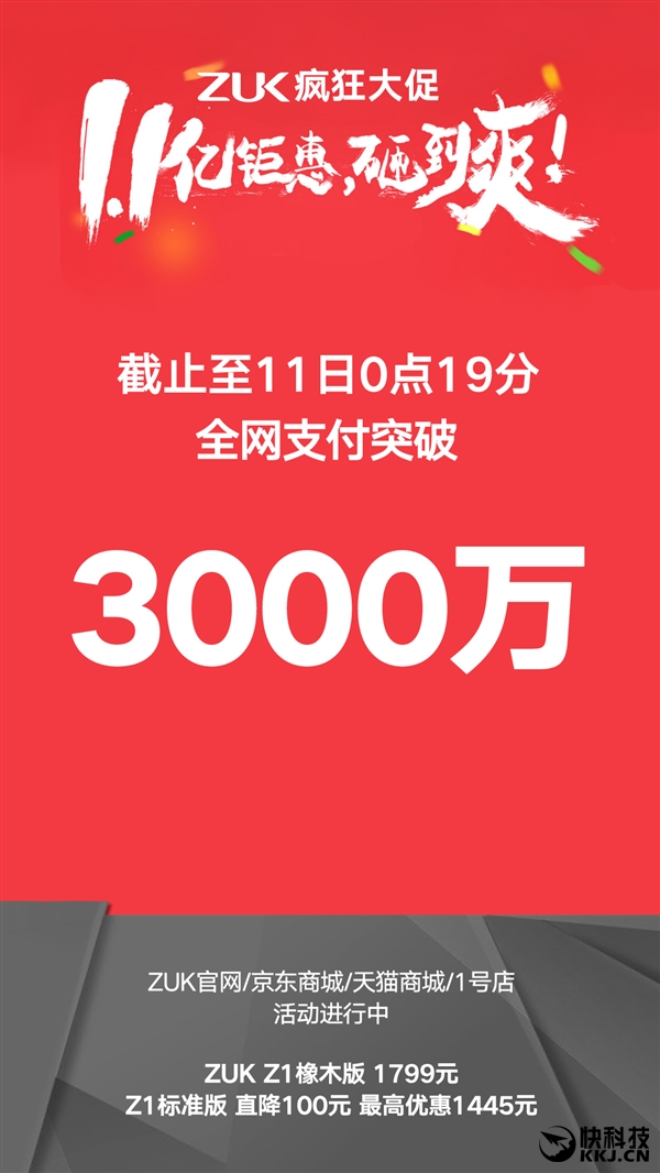ZUK秀數據：19分鐘支付千萬