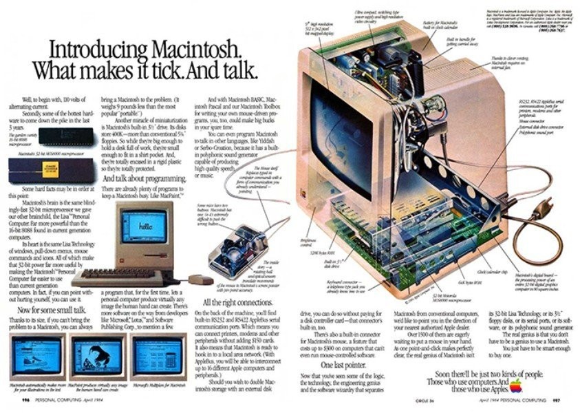 介紹Mac電腦。Mac電腦廣告，1984年4月發(fā)布。