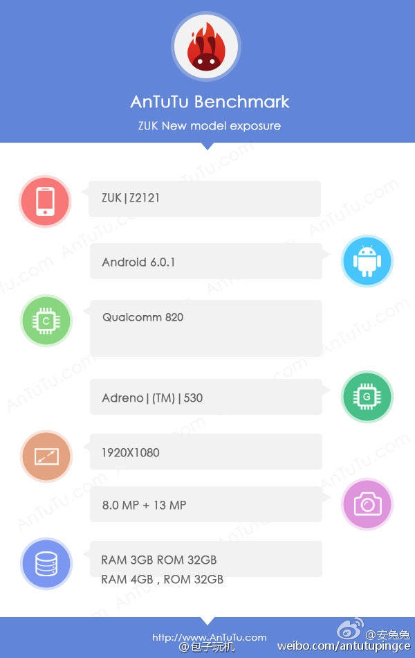 1080P屏+驍龍820 疑ZUK Z2 Pro配置曝光 