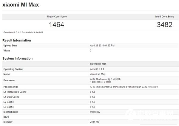 小米Max高配版跑分曝光 驍龍650+3GB內存