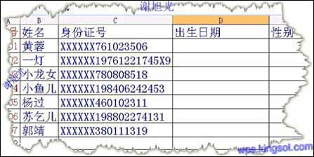 巧用WPS表格提取身份證個人信息