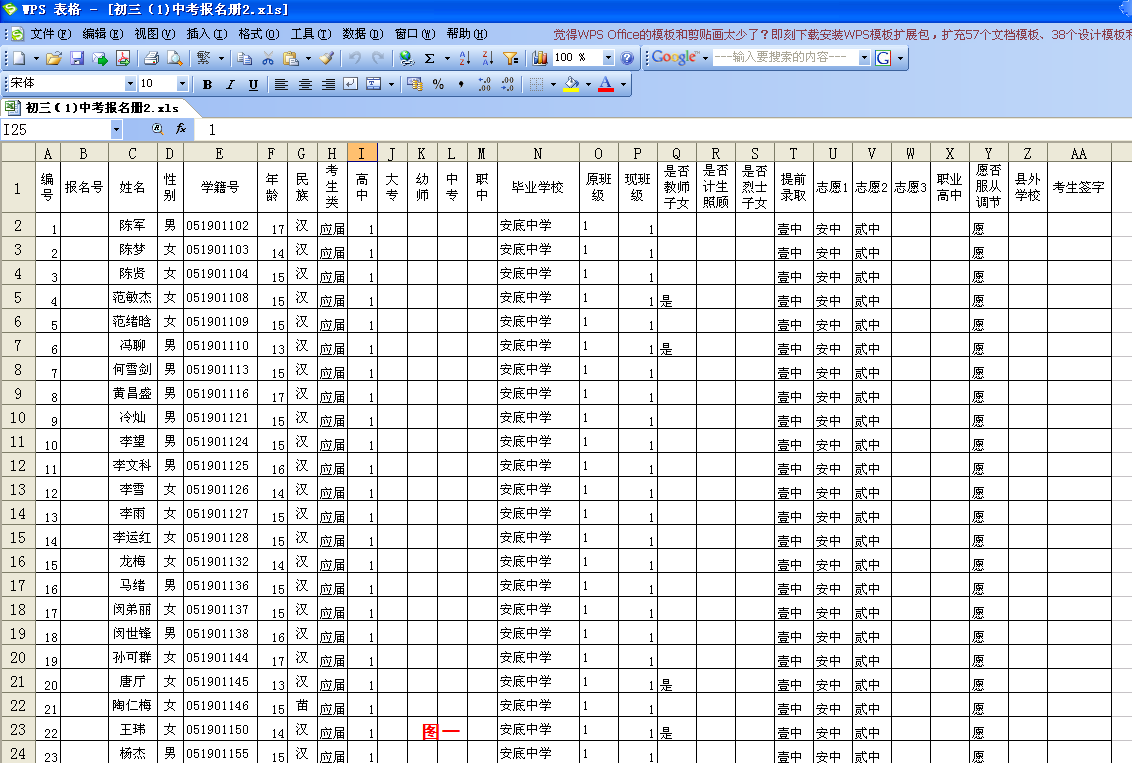 利用WPS表格函數(shù)自動(dòng)匯總中考報(bào)名冊