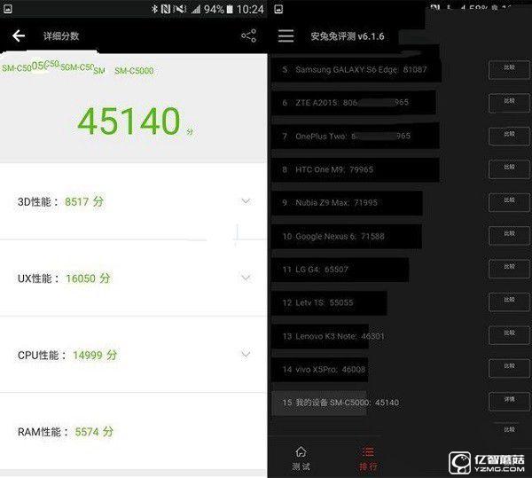 vivo X7和三星C5你選誰？跑分與對比總結(jié)