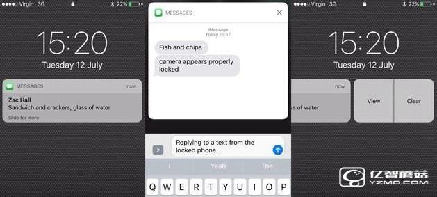 iOS 10測(cè)試版曝Bug漏洞 不需要密碼直接回信息