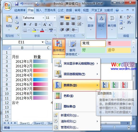 制作出多彩的Excel2007單元格數據