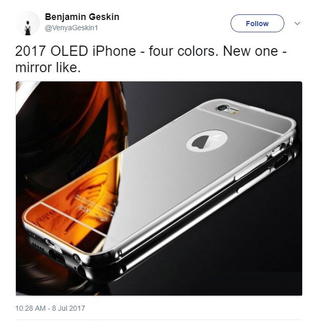 爆料：iPhone8四種顏色，全新黑銀鏡面色吸睛