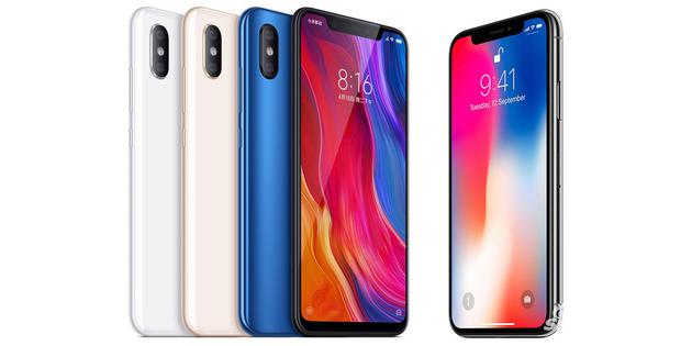 小米8和iPhone X渲染圖