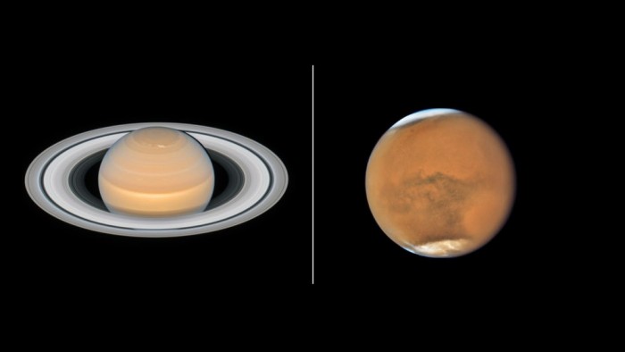 哈勃在火星和土星接近沖日時拍攝了令人驚嘆的圖像